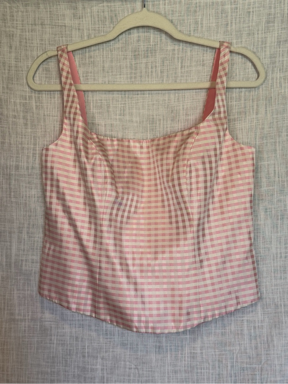 Vintage David's Bridal Pink Gingham Corset Top Coquette Cottagecore Size 10